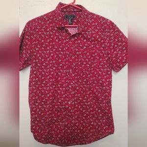 Red AOP Flower Print Short Sleeve Shirt